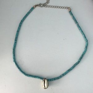 Free people turquoise cowrie shell choker